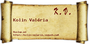 Kolin Valéria névjegykártya